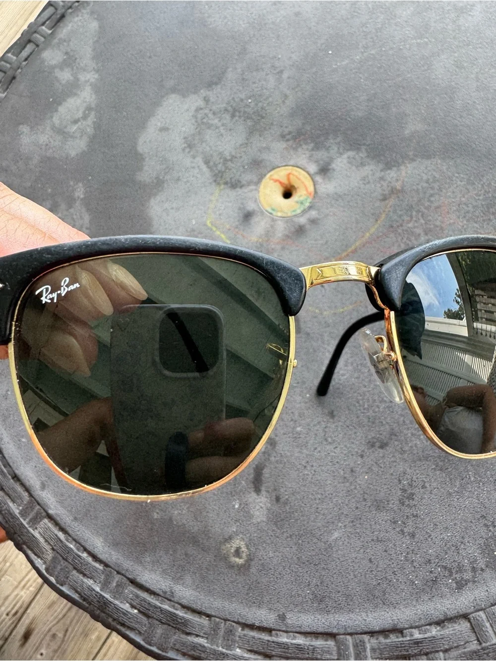 Ray-Ban Club Master black Frame Sunglasses with black Lenses, used condition